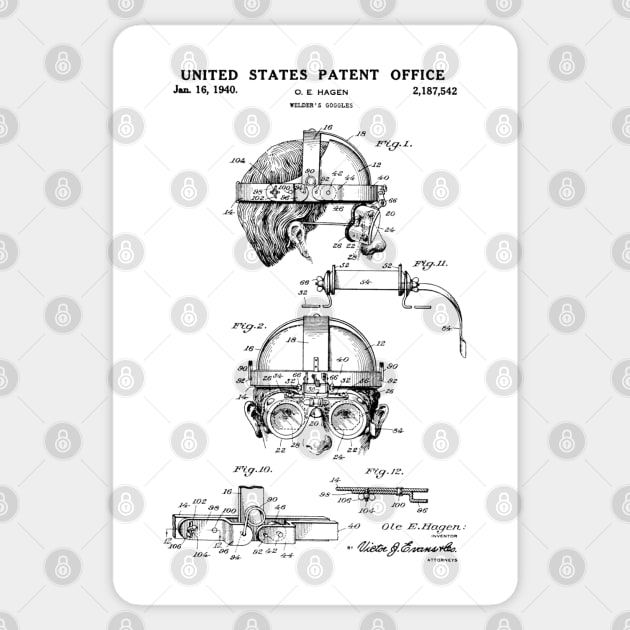 Welding Goggles Patent Black Sticker by Luve